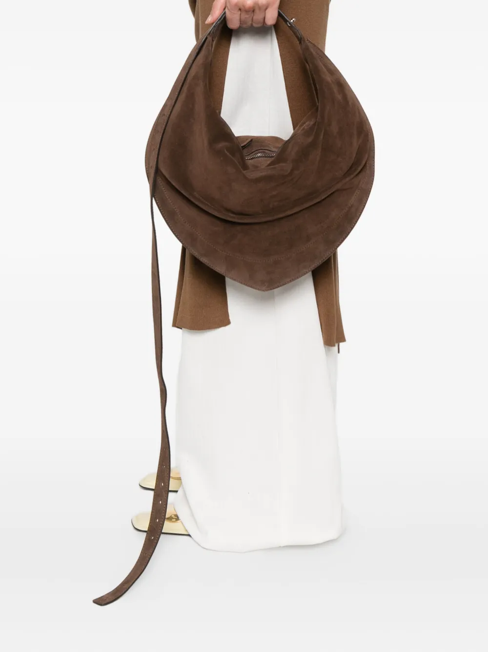 Federico Cina Suede Calfskin Tote Bag In Brown