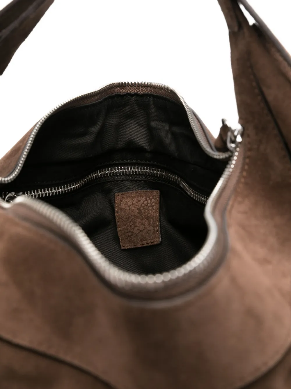 Federico Cina Suede Calfskin Tote Bag In Brown