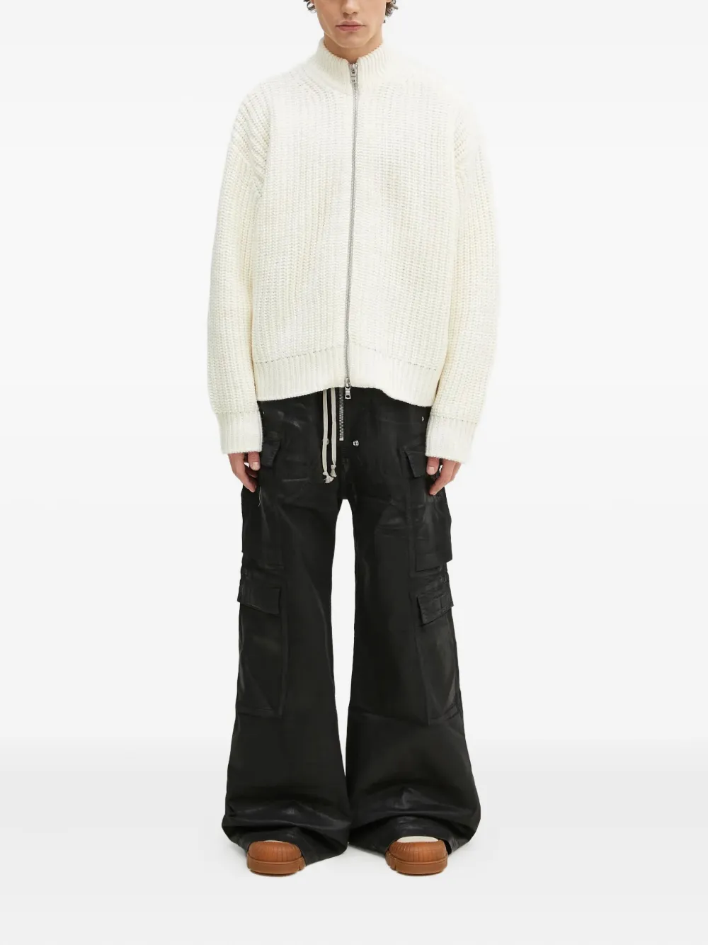 MKI Miyuki Zoku ribbed high-neck zip-up cardigan - ホワイト MKI Miyuki Zoku ribbed high-neck zip-up cardigan - ホワイト