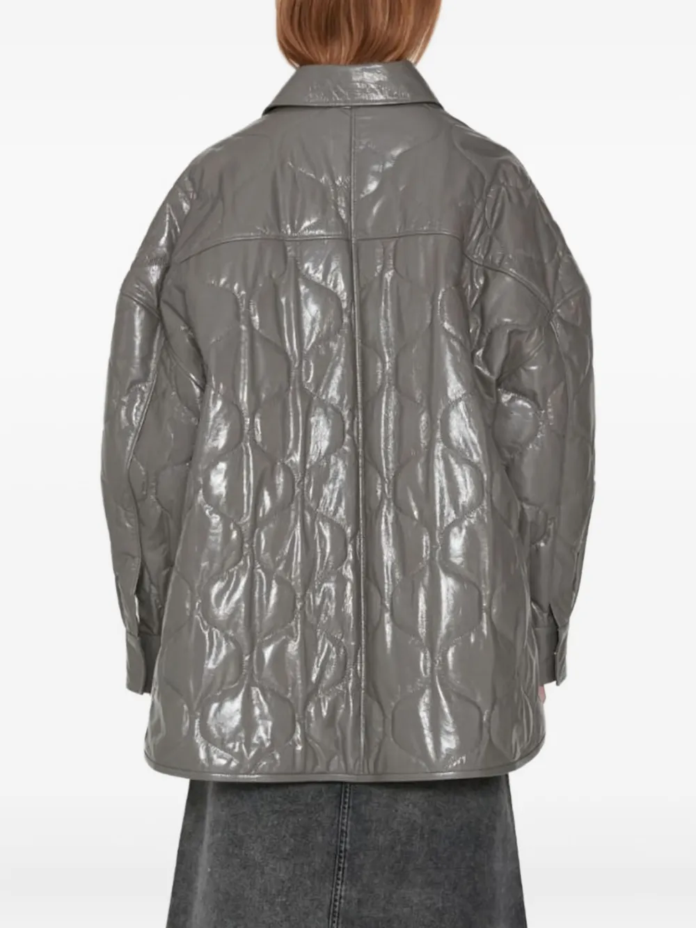REMAIN quilted leather shirt jacket Grijs