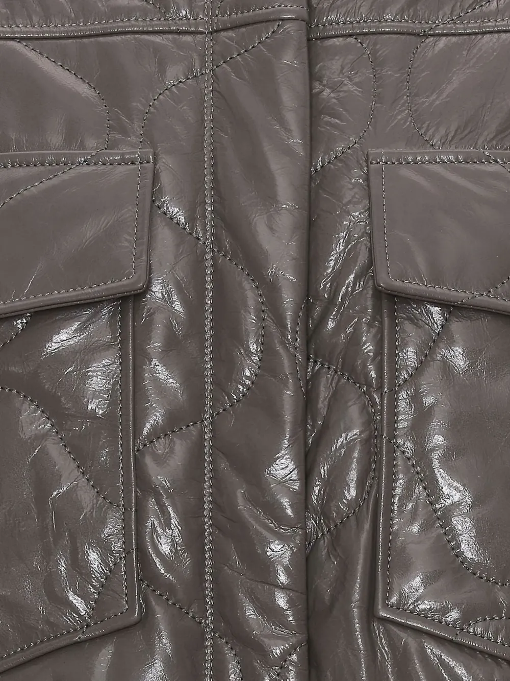 REMAIN quilted leather shirt jacket Grijs