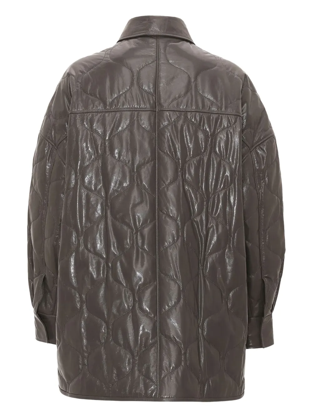 REMAIN quilted leather shirt jacket Grijs