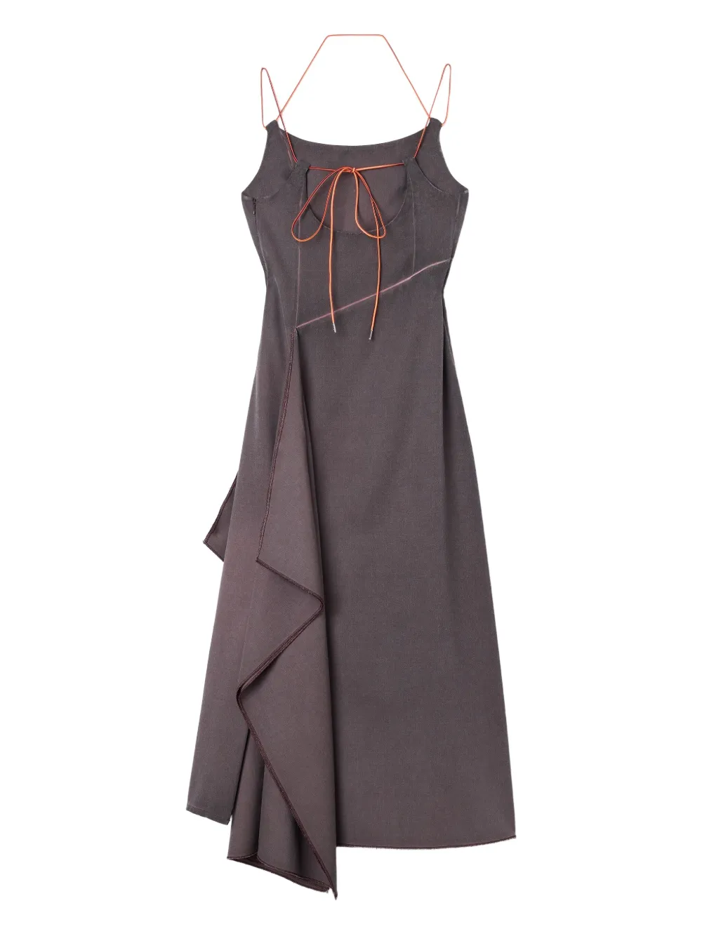 Sunnei Draped Tie-back Midi Dress In Brown