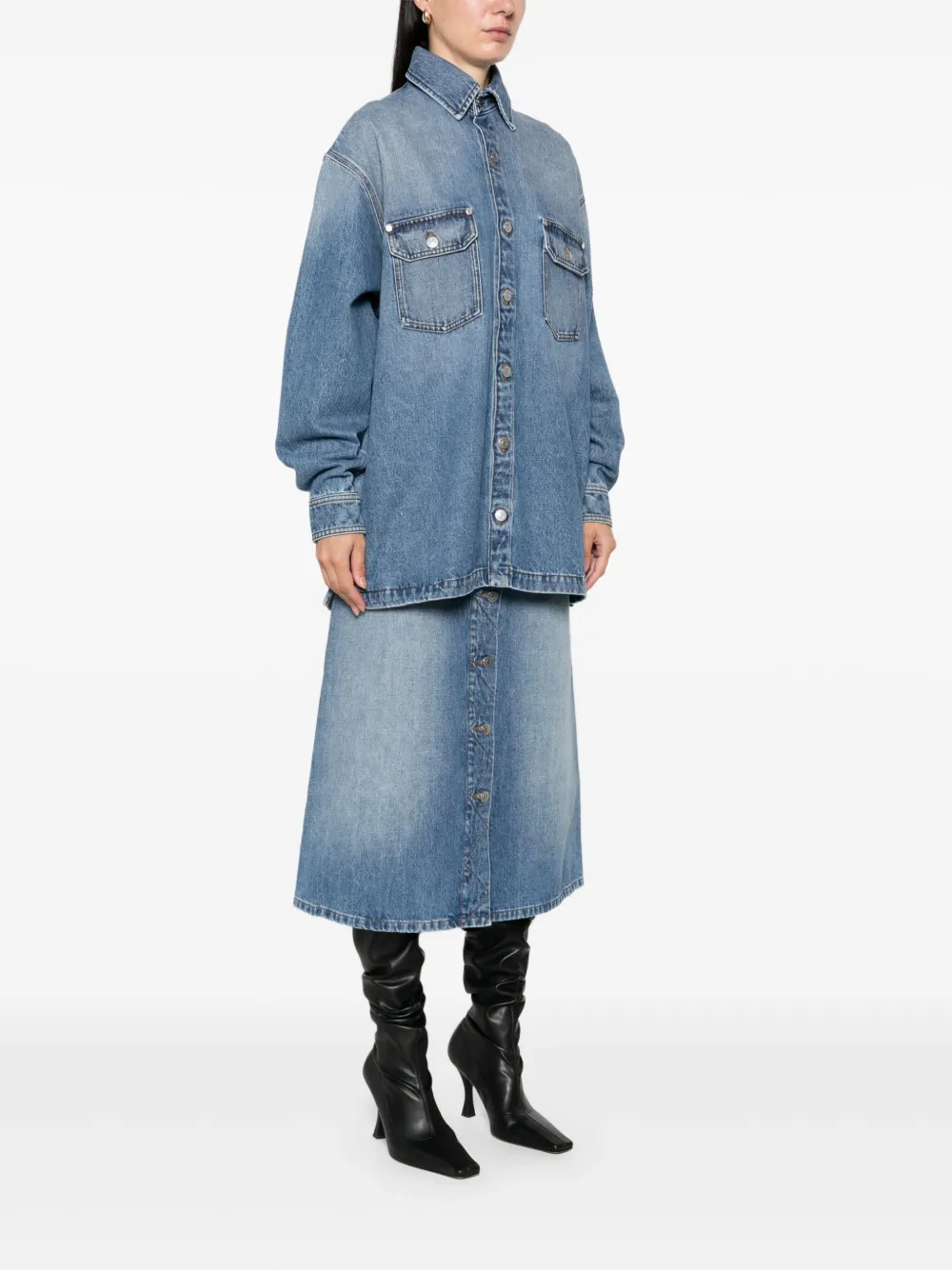 Stella McCartney button-fastening flap-pocket shirt Blauw