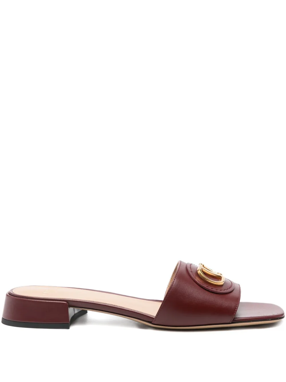 Valentino Garavani 25mm Leather V-logo Mules In Red