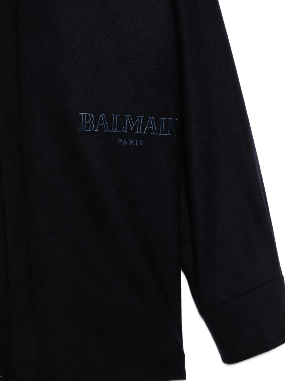 Balmain Kids embroidered-logo shirt jacket Blauw
