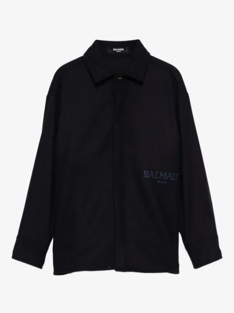 Balmain Kids embroidered-logo shirt jacket