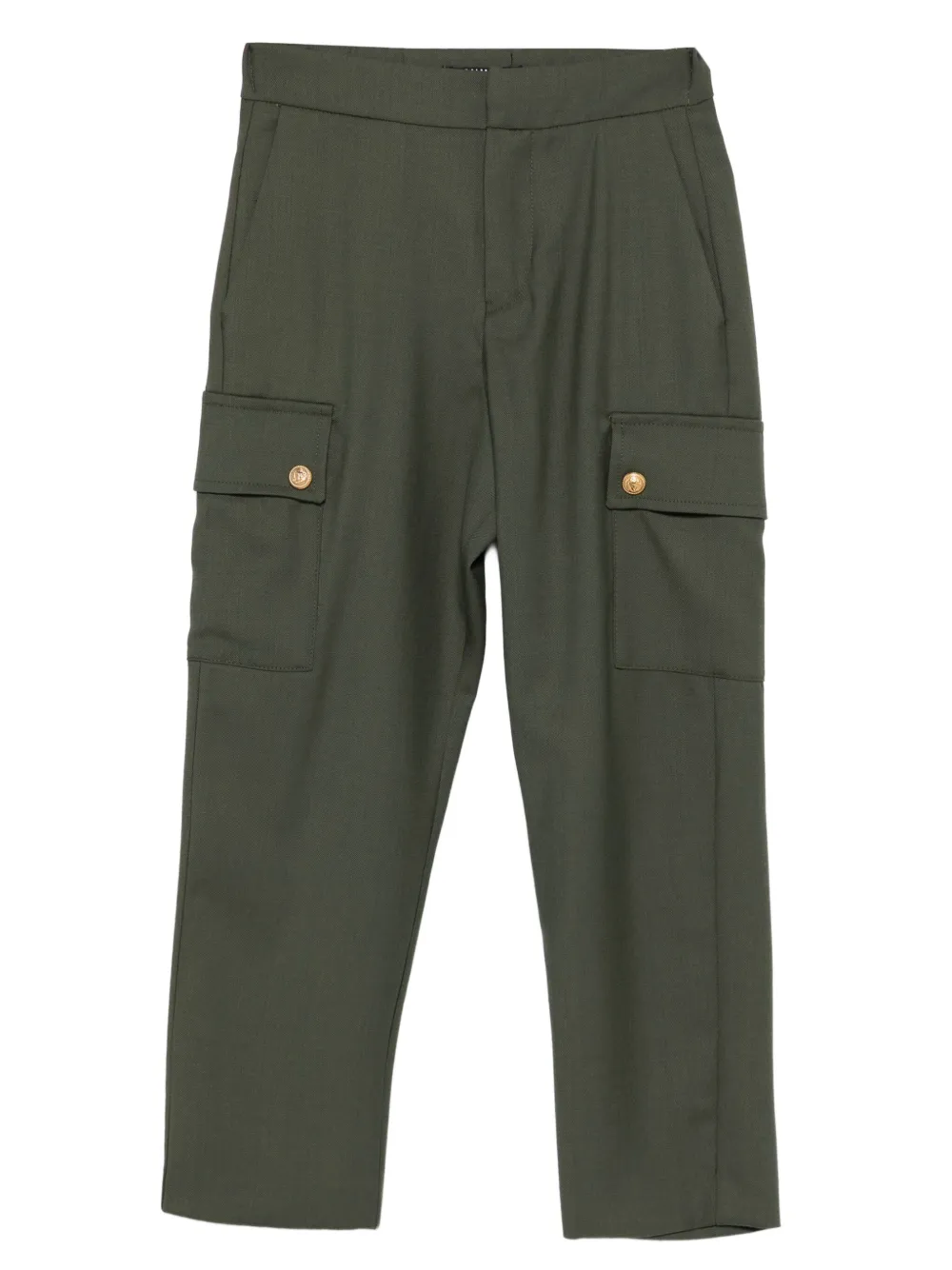 Balmain Kids gold-button cargo trousers Groen