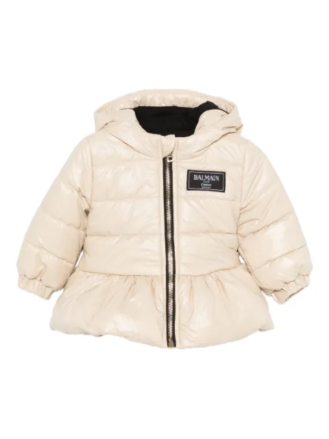 Balmain Kids hooded quilted jacket