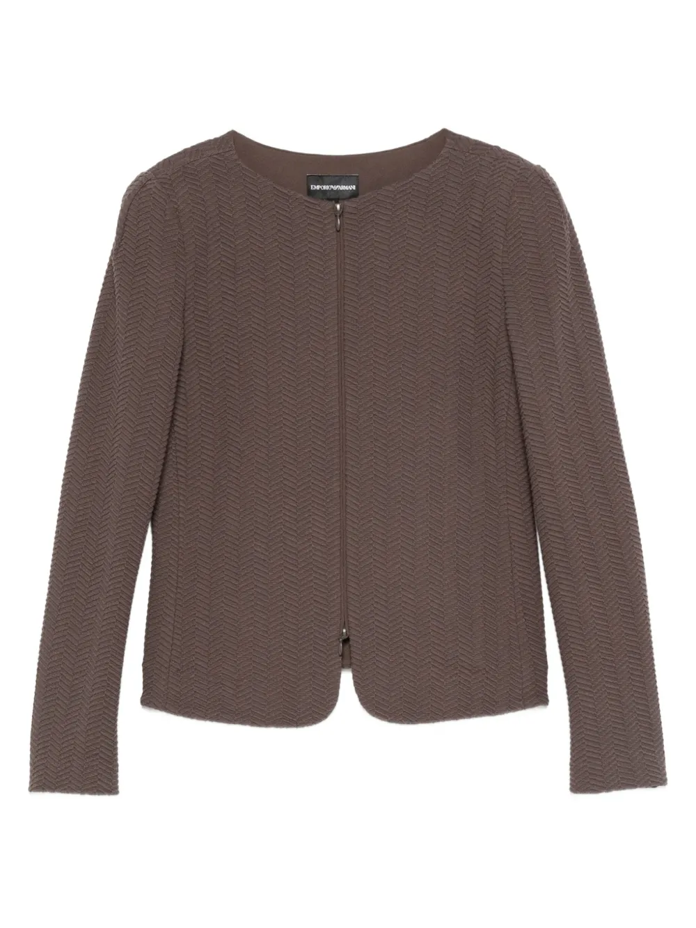 Emporio Armani Chevron Pattern Tailored Fit Blazer Jacket In Brown