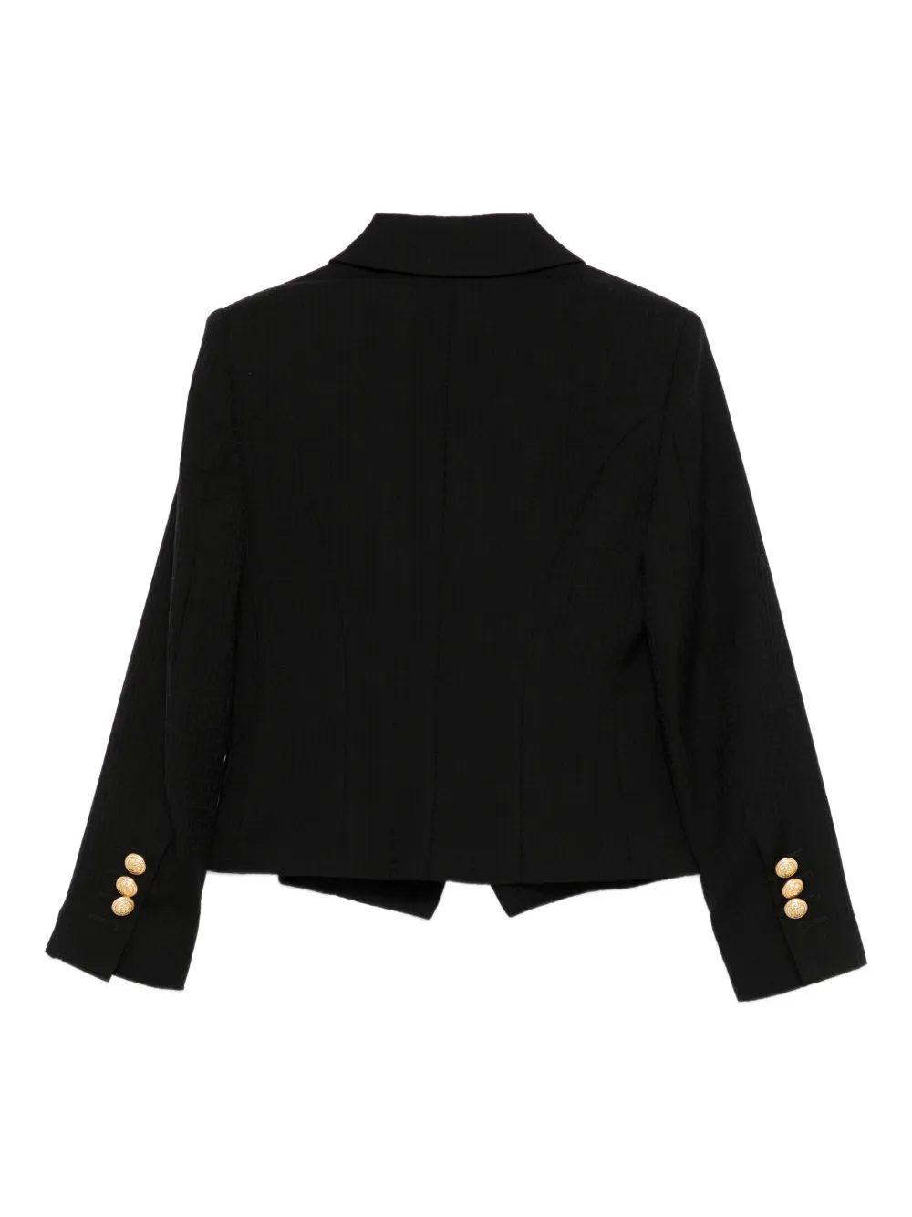 Balmain Kids gold-button double-breasted jacket Zwart