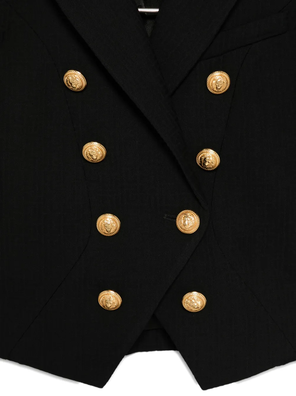 Balmain Kids gold-button double-breasted jacket Zwart