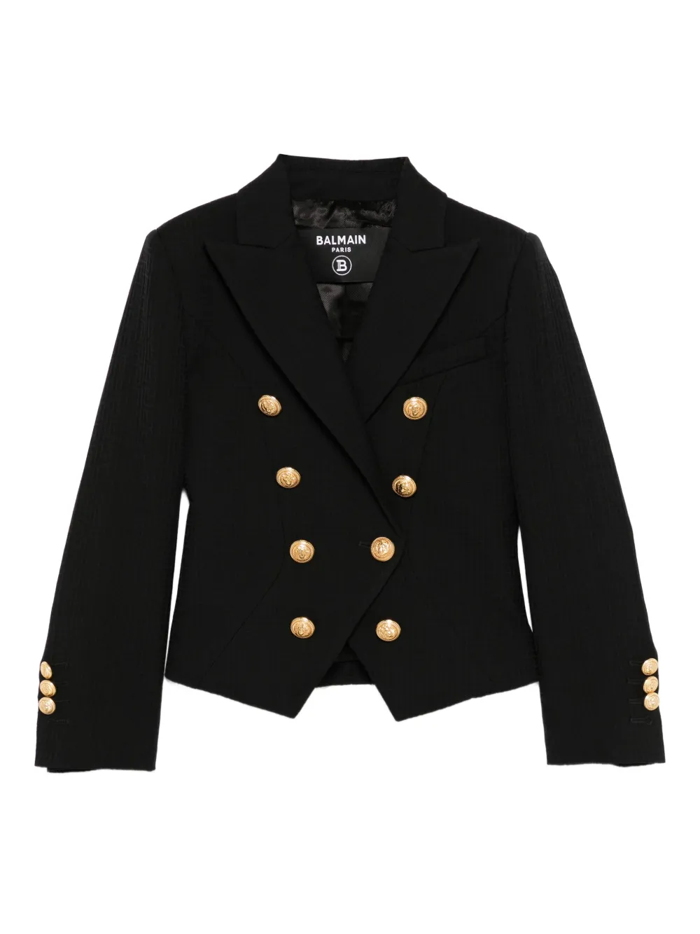 Balmain Kids gold-button double-breasted jacket Zwart