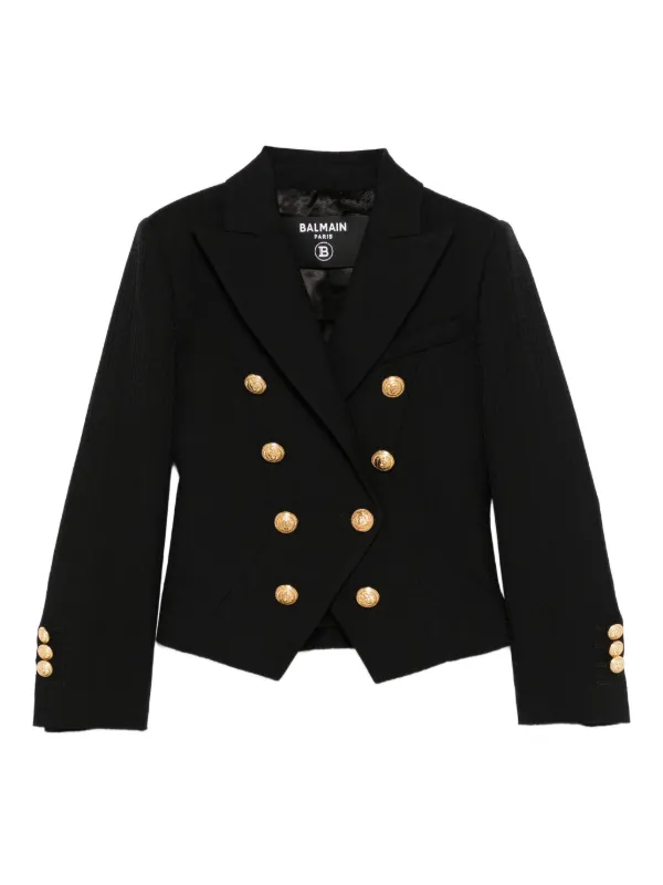 Balmain Kids ゴールドボタン ダブルジャケット | ブラック | FARFETCH JP