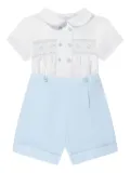 Sarah Louise smocking-detail Peter Pan collar shorts set - Blue
