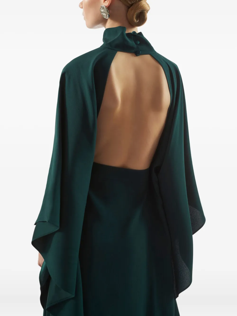 Taller Marmo Mrs Hall High-neck Open-back Maxi Dress In Green