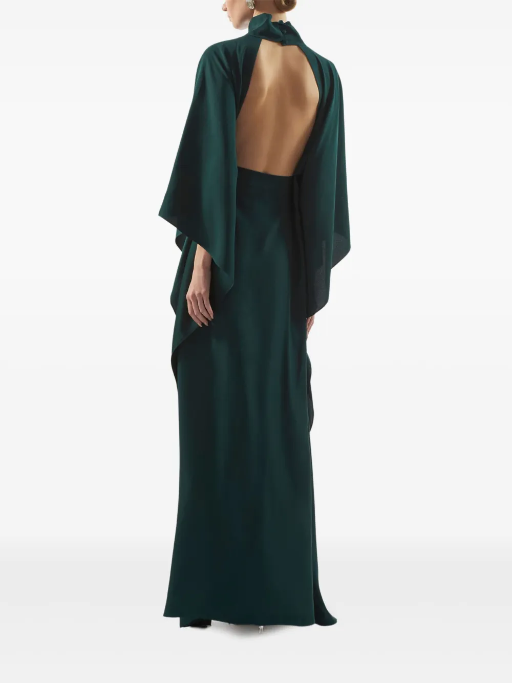 Taller Marmo Mrs Hall High-neck Open-back Maxi Dress In Green