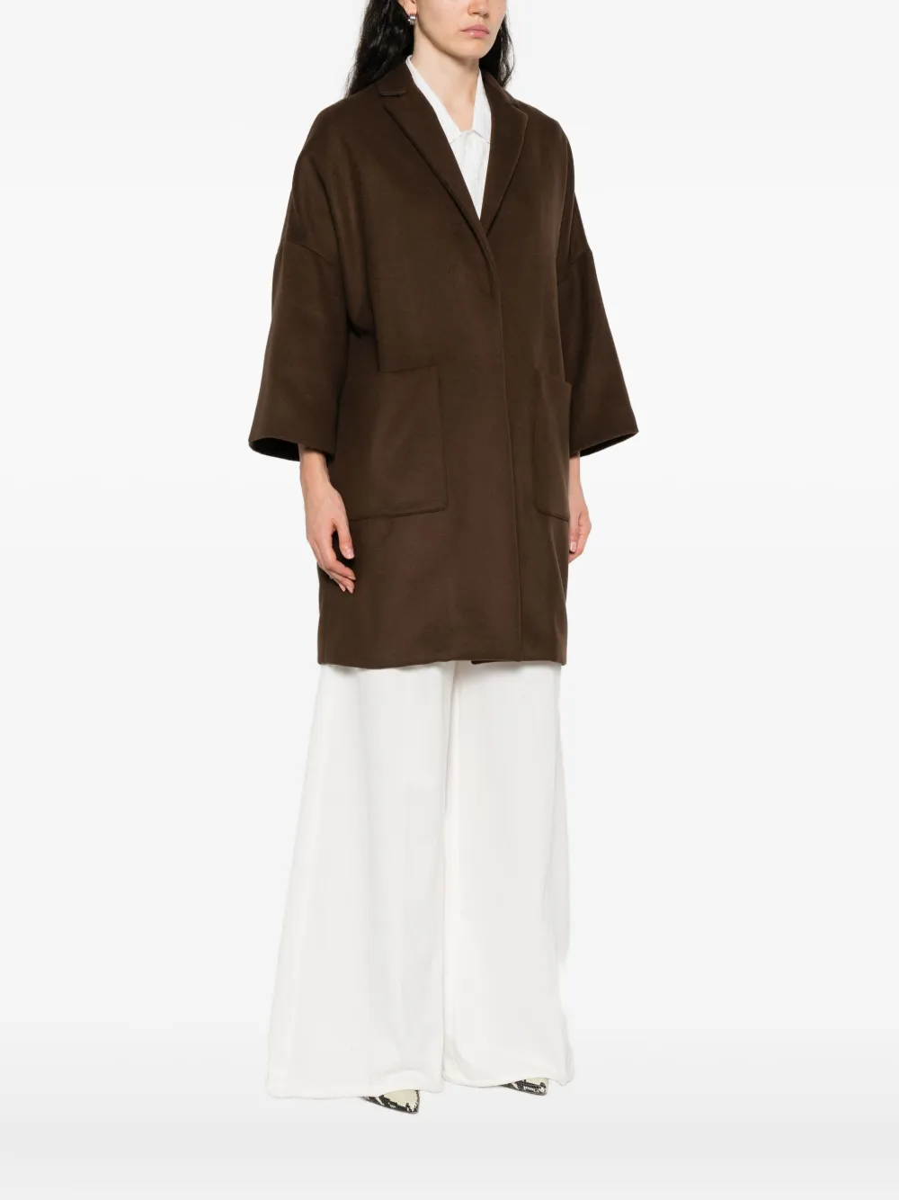 Semicouture Jas van scheerwolblend Bruin