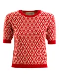 Valentino Garavani Toute La V-pattern short-sleeved knit top - Red