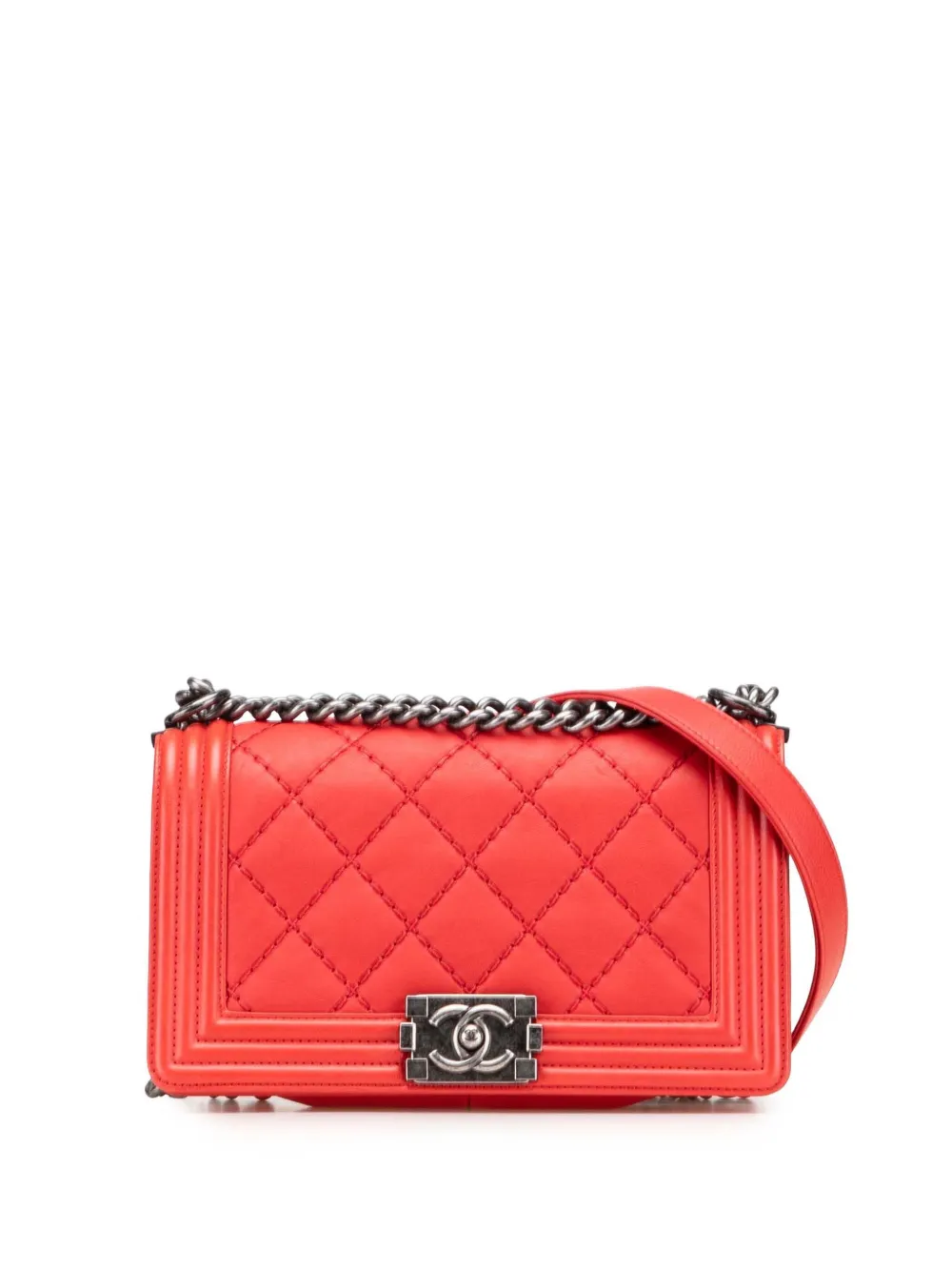 CHANEL Pre-Owned 2013-2014 オールドミディアム マトラッセ カーフスキン ワイルドステッチ ボーイフラップ CHANEL Pre-Owned 2013-2014 オールドミディアム マトラッセ カーフスキン ワイルドステッチ ボーイフラップ