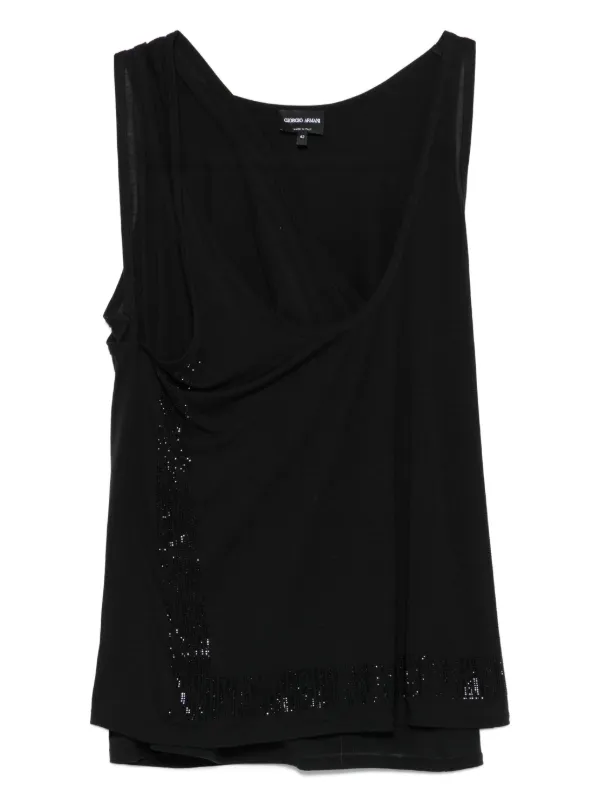 Giorgio Armani Sequin-embellished Sleeveless Top in Black