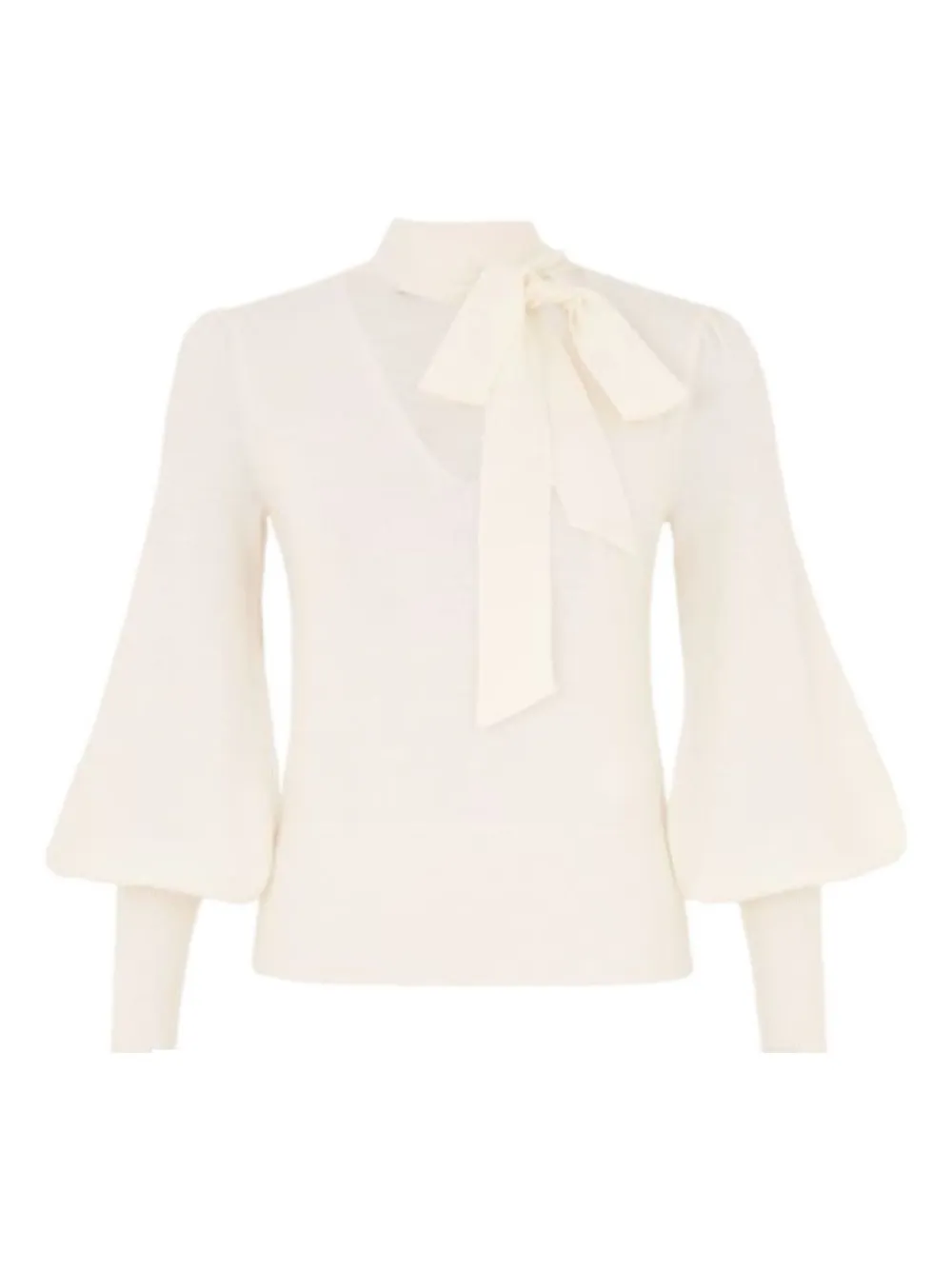 ZIMMERMANN neck-tie balloon-sleeve jumper Beige