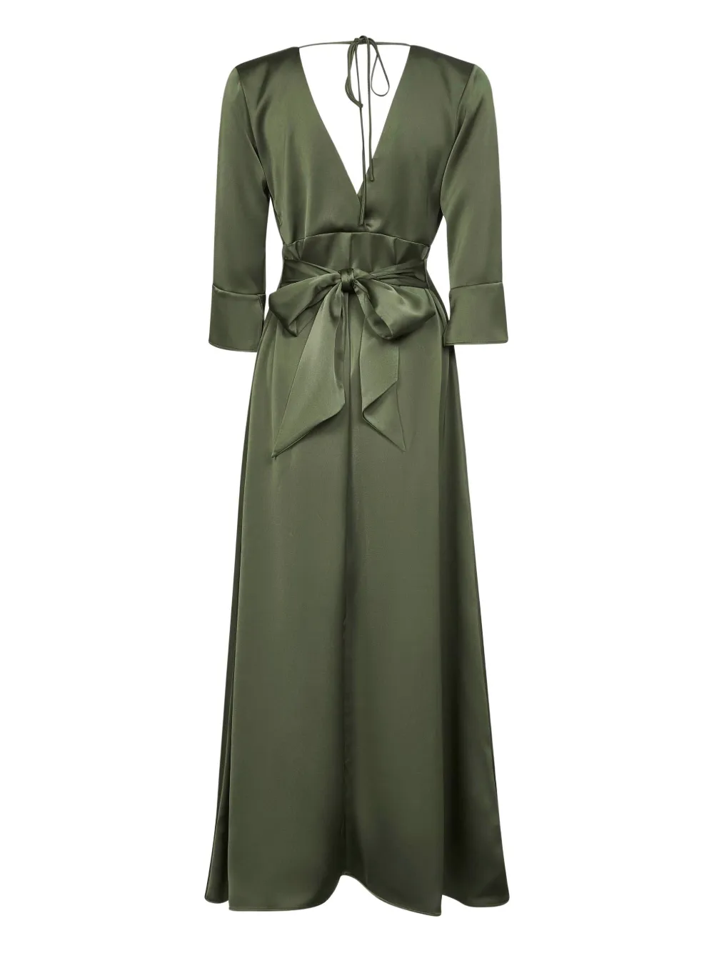 Blanca Vita Flared jurk met gestrikte hals Groen