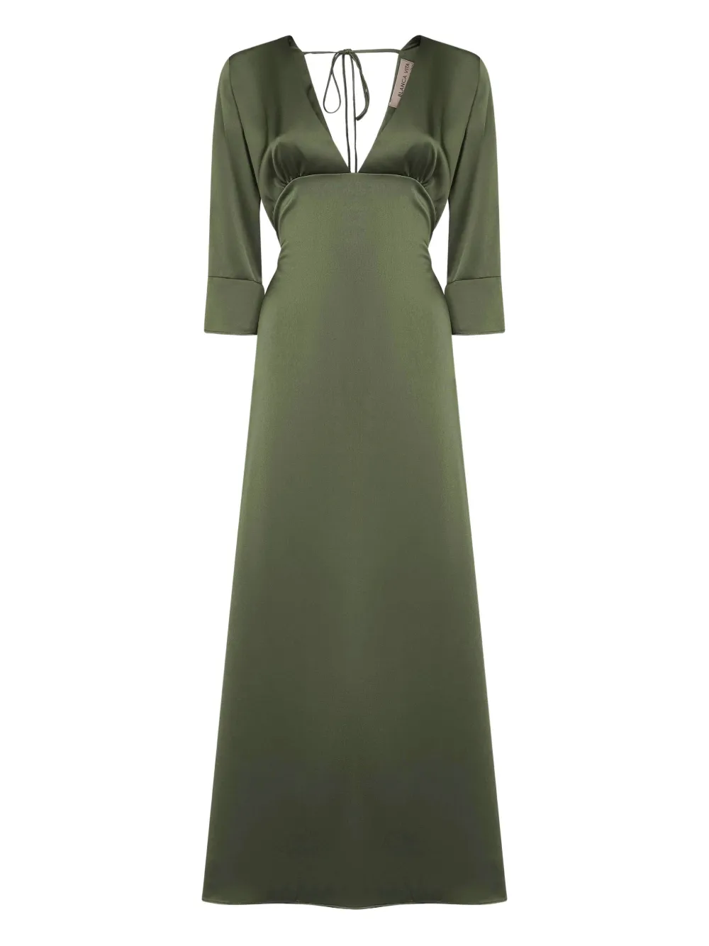 Blanca Vita Flared jurk met gestrikte hals Groen