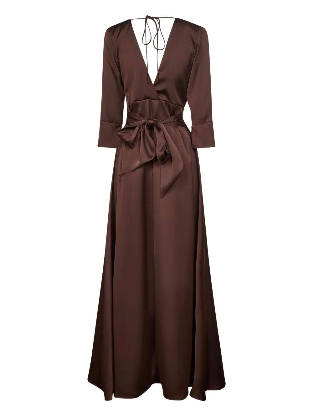 Blanca Vita Flared maxi-jurk met gestrikte hals Bruin