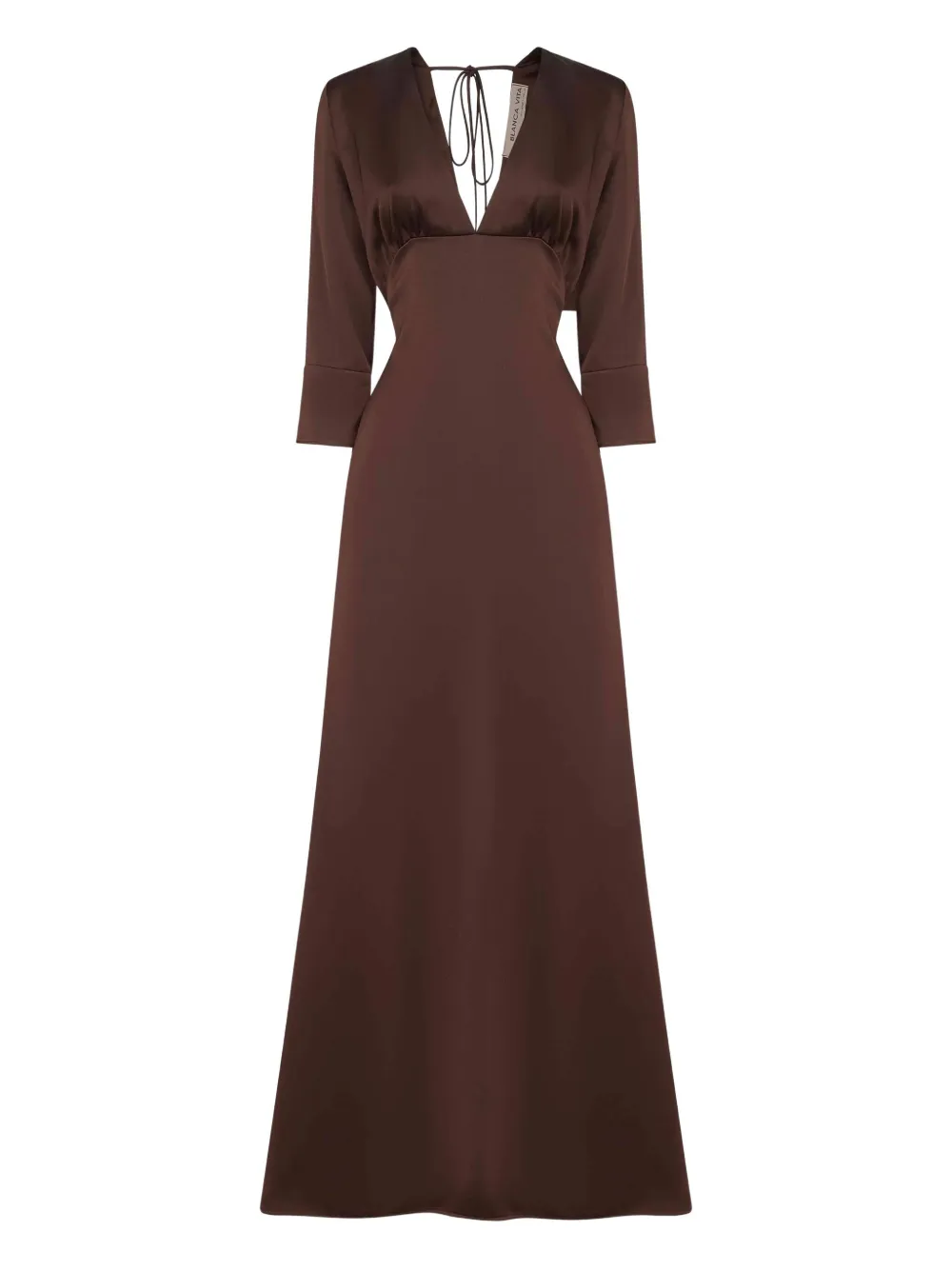Blanca Vita Flared maxi-jurk met gestrikte hals Bruin