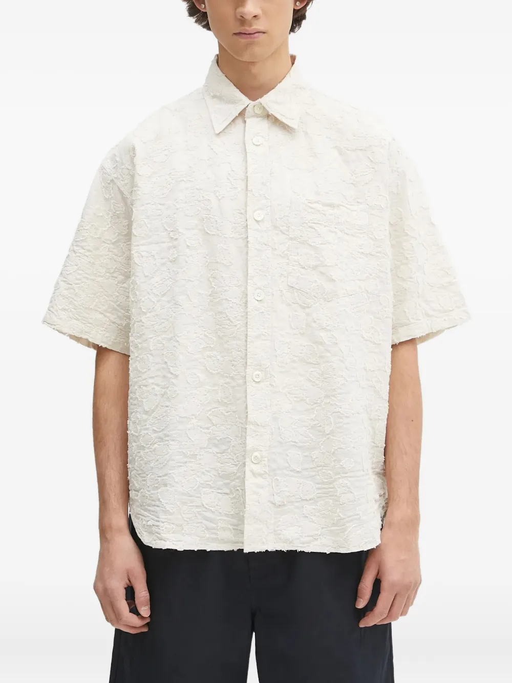 Norse Projects Textured Short-sleeve Shirt In Neutral