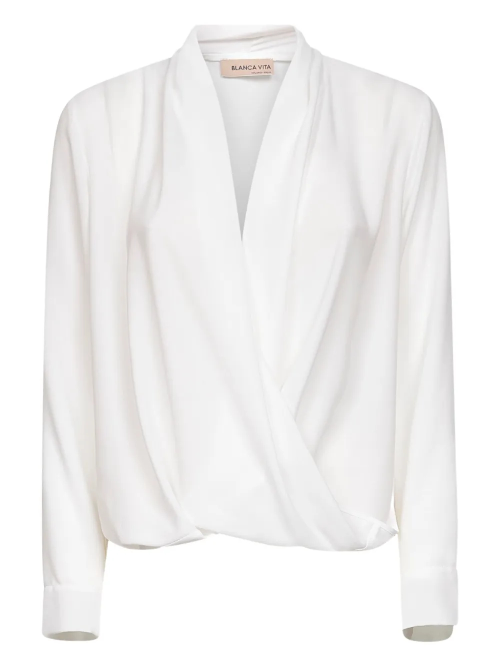 Blanca Vita Gedrapeerde blouse met V-hals Wit