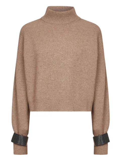 Brunello Cucinelli high-neck embellished-cuff sweater