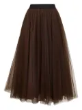 Blanca Vita elasticated-waistband tulle skirt - Brown
