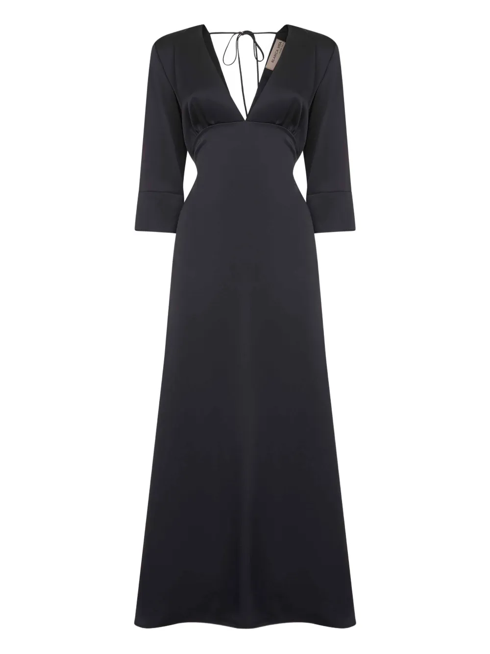 Blanca Vita Flared maxi-jurk met gestrikte hals Blauw