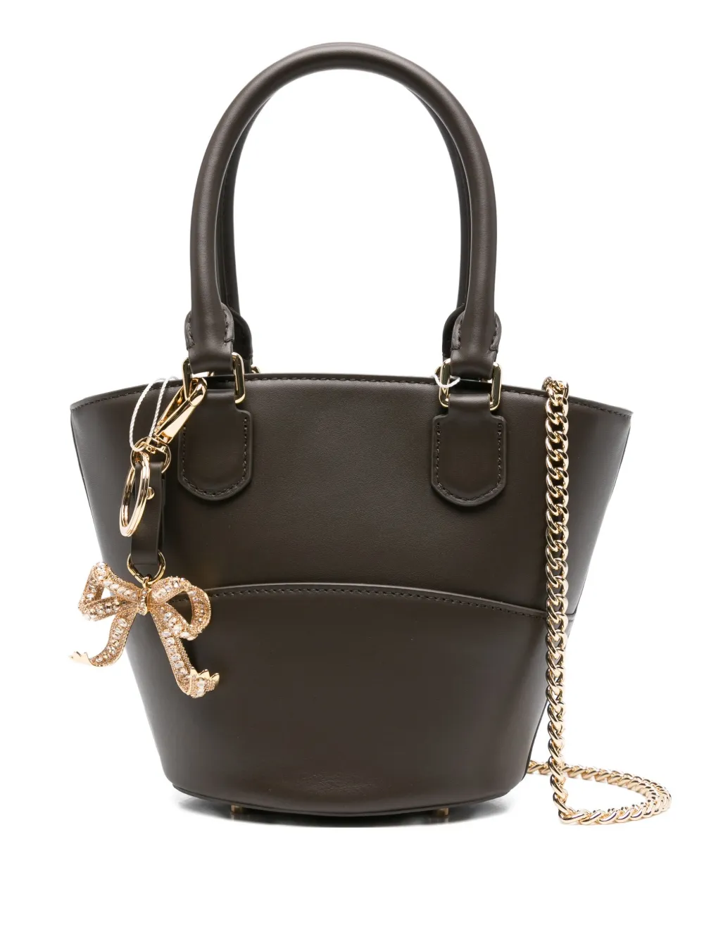 Self-Portrait Leren bucket-tas met strikbedel Bruin