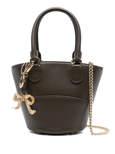 Self-Portrait bow-charm leather bucket bag
