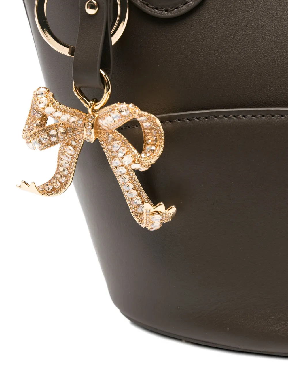 Self-Portrait Leren bucket-tas met strikbedel Bruin
