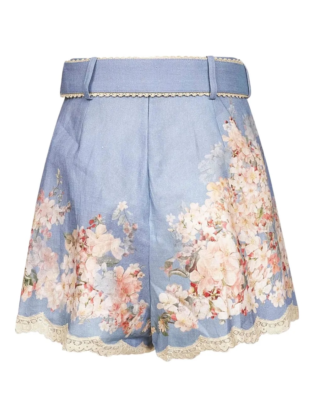 ZIMMERMANN floral-print belted shorts Blauw