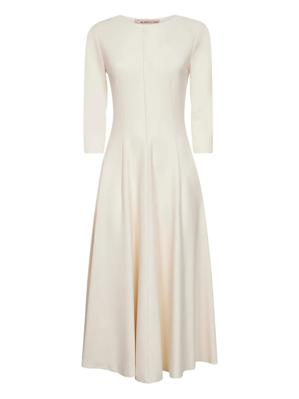 Blanca Vita Flared jurk met ronde hals Beige