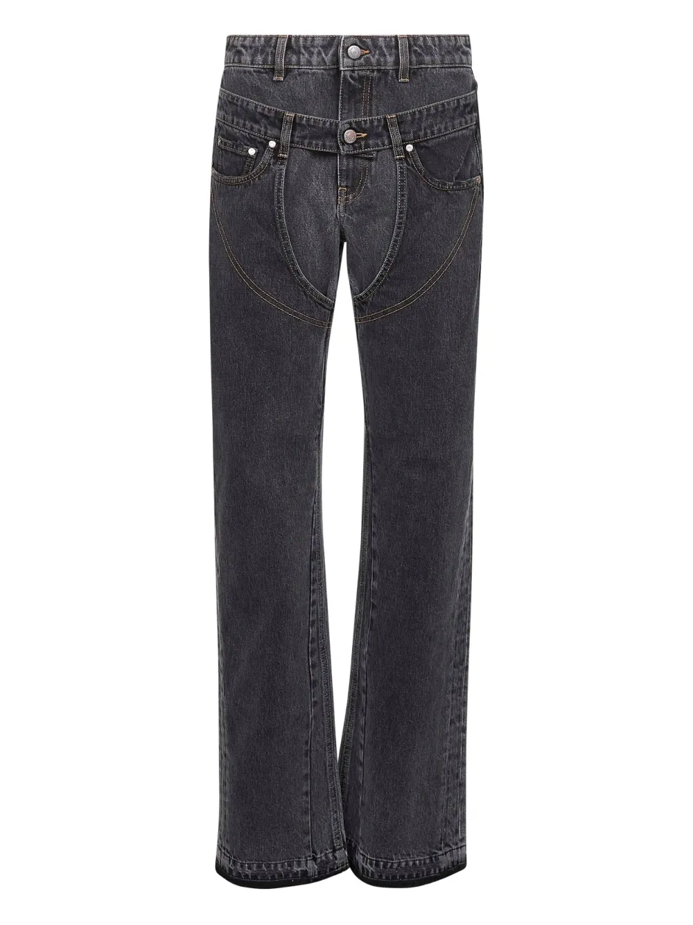 Stella McCartney two-tone double-waistband jeans Grijs