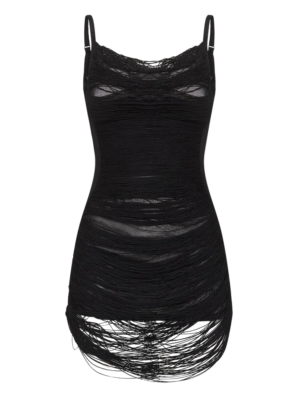 The Attico fringed mini dress Zwart