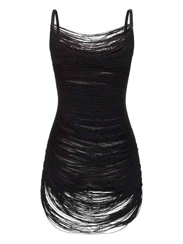 The Attico Fringed Mini Dress | Black | FARFETCH