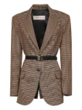 Blanca Vita gingham-pattern belted blazer - Brown