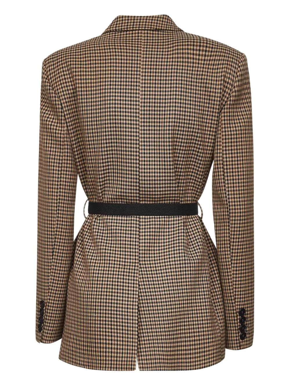 Blanca Vita Blazer met gingham-ruit en ceintuur Bruin