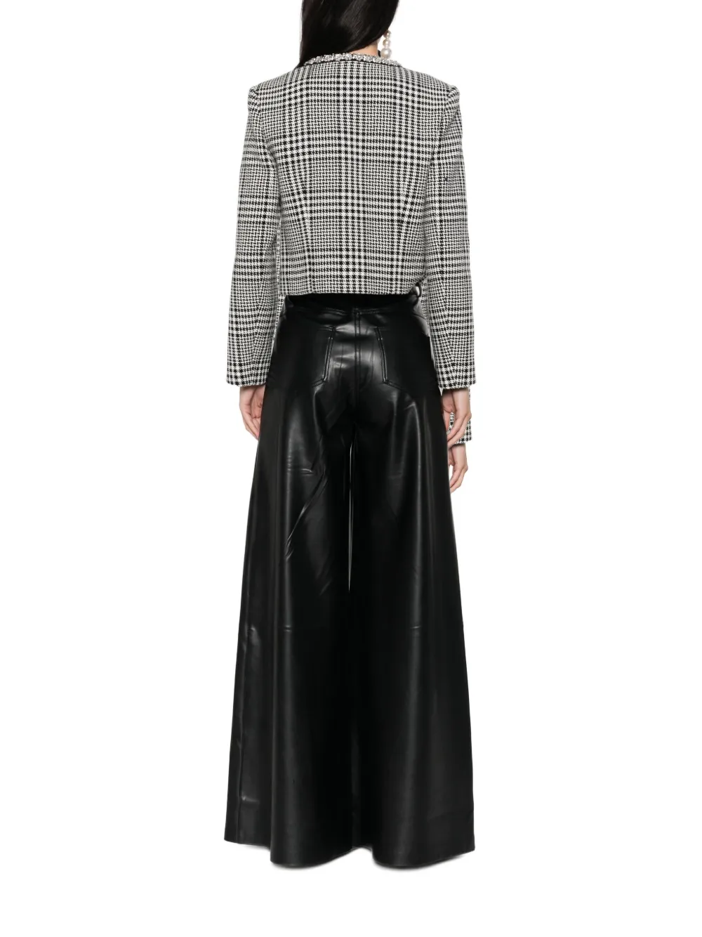 Self-portrait Houndstooth Jacket With Crystals In Multi