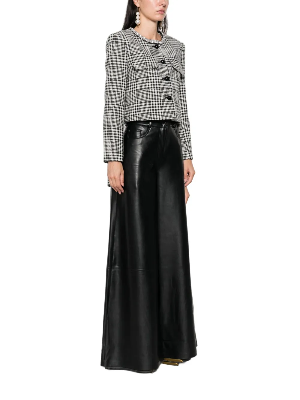 Self-portrait Houndstooth Jacket With Crystals In Multi