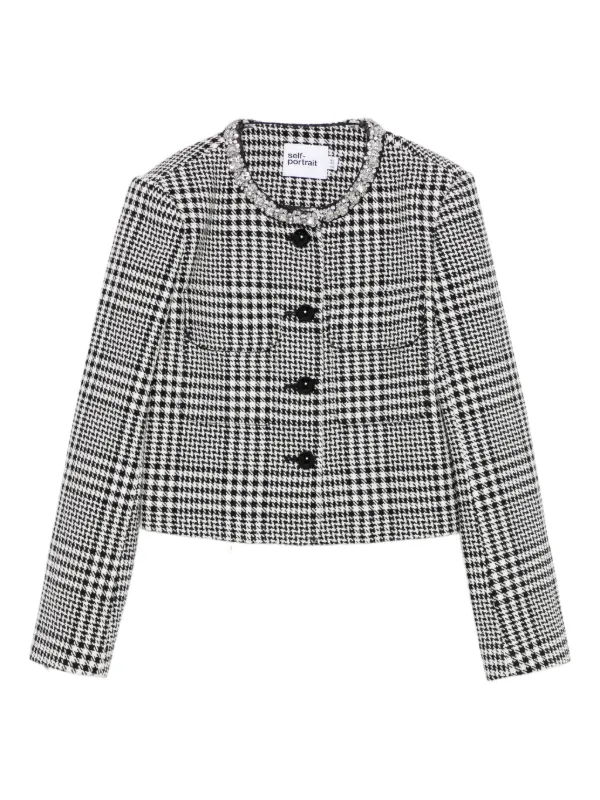 アパルトモンHoundstooth W Jacket Self-Portrait Houndstooth Cropped Jacket | Black | FARFETCH ZA