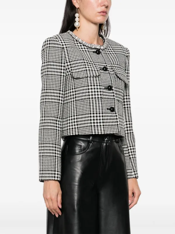 ジャケット SELF PORTRAIT PF25111JBW Jackets Houndstooth crystal trim Houndstooth Crystal Trim Jacket – self-portrait-US