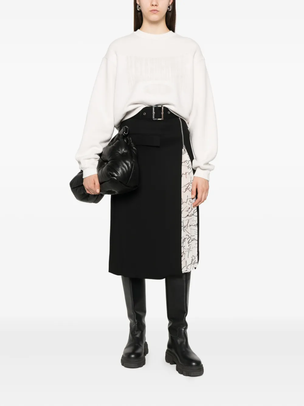 Karl Lagerfeld Rok met ceintuur en vlakken Zwart